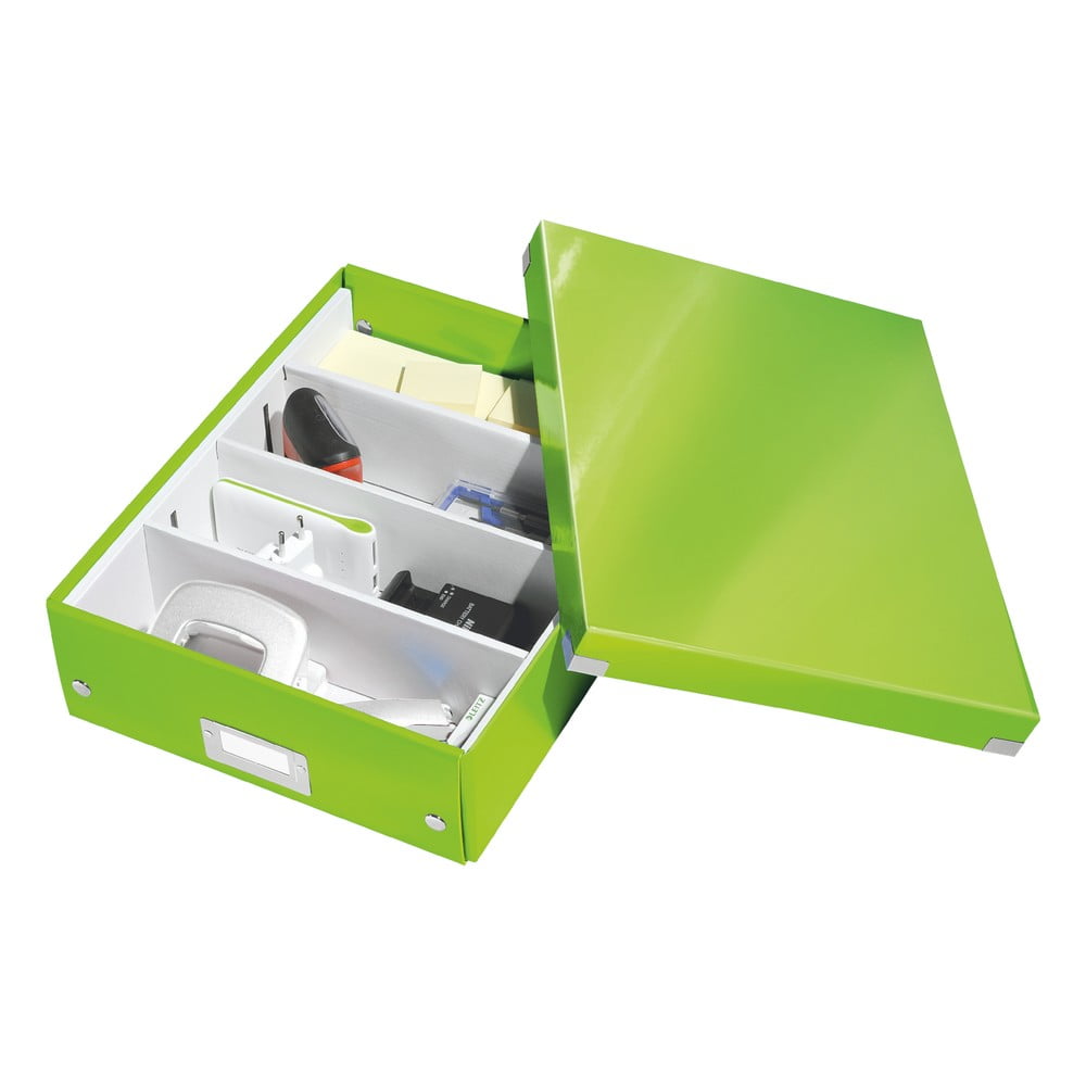 Cutie de depozitare verde din carton cu capac 28x37x10 cm Click&Store – Leitz Cutie de depozitare verde din carton cu capac 28x37x10 cm Click&Store – Leitz