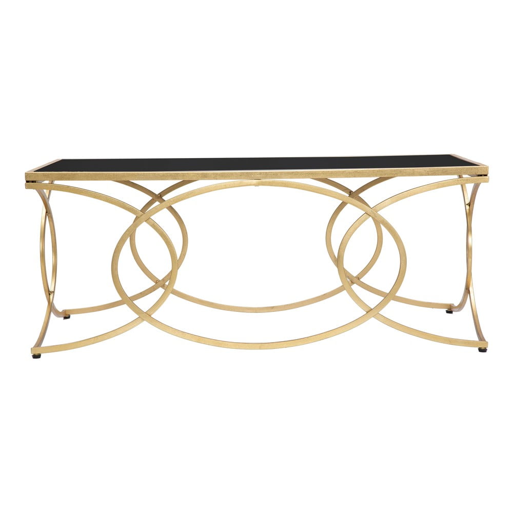 Măsuță de cafea negru-auriu cu blat din sticlă 60x110 cm Infinity – Mauro Ferretti Măsuță de cafea negru-auriu cu blat din sticlă 60x110 cm Infinity – Mauro Ferretti