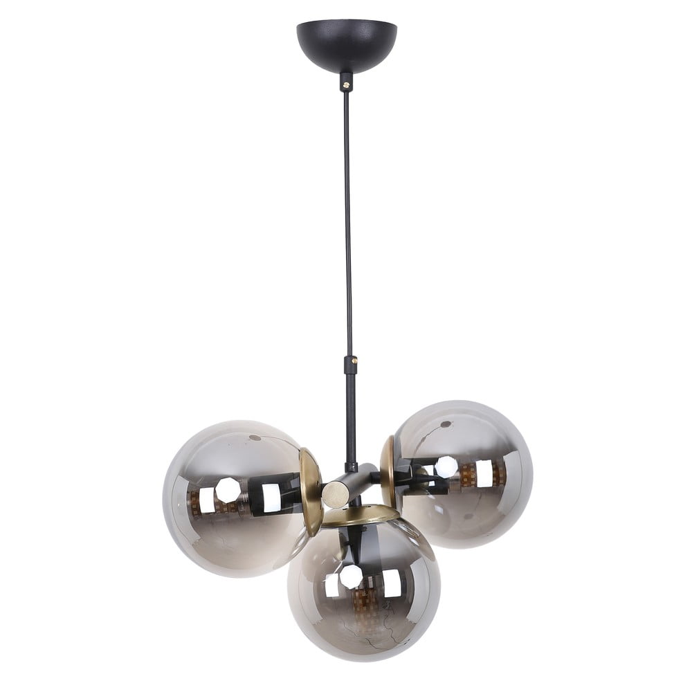 Lustră negru-gri cu abajur din sticlă ø 15 cm Cascade – Squid Lighting Lustră negru-gri cu abajur din sticlă ø 15 cm Cascade – Squid Lighting
