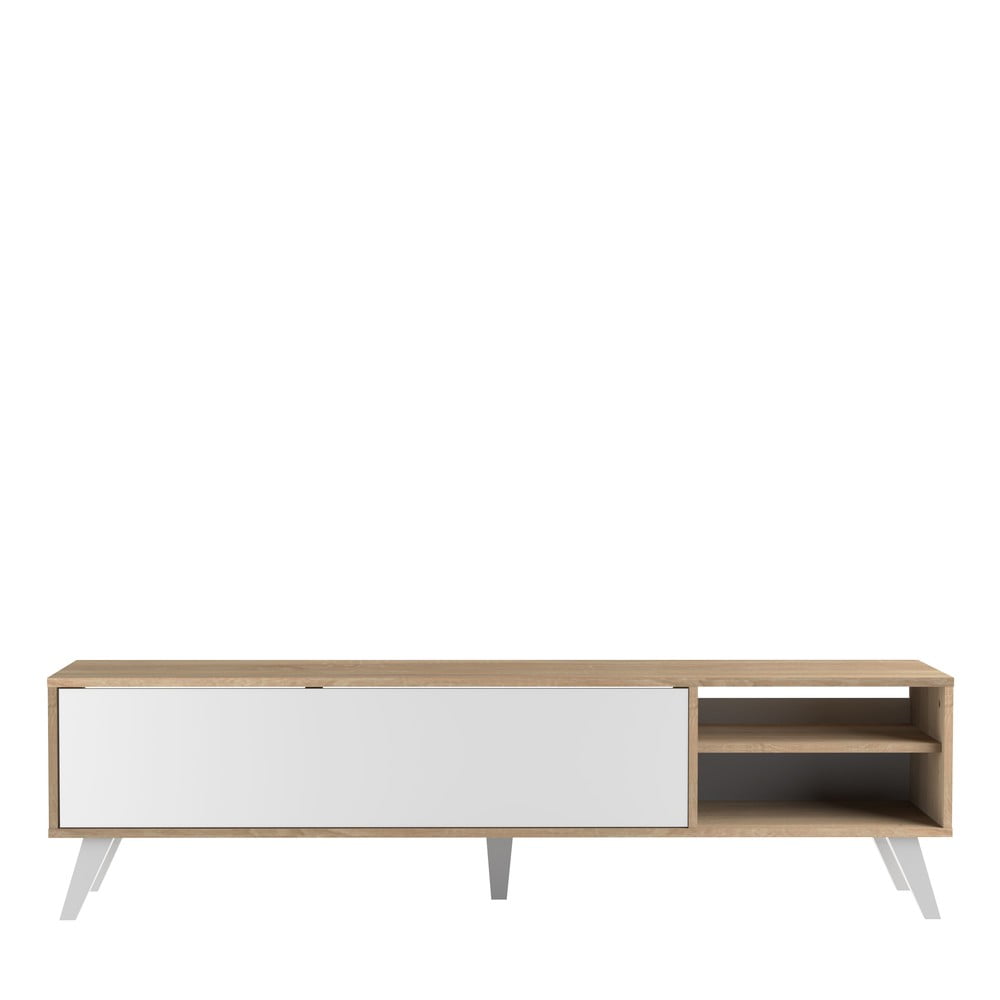 Comodă TV alb-natural cu aspect de lemn de stejar 165x43 cm Prism – TemaHome Comodă TV alb-natural cu aspect de lemn de stejar 165x43 cm Prism – TemaHome