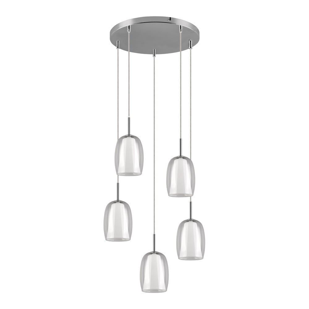 Lustră argintie cu abajur din sticlă ø 48 cm Barret – Trio Select Lustră argintie cu abajur din sticlă ø 48 cm Barret – Trio Select