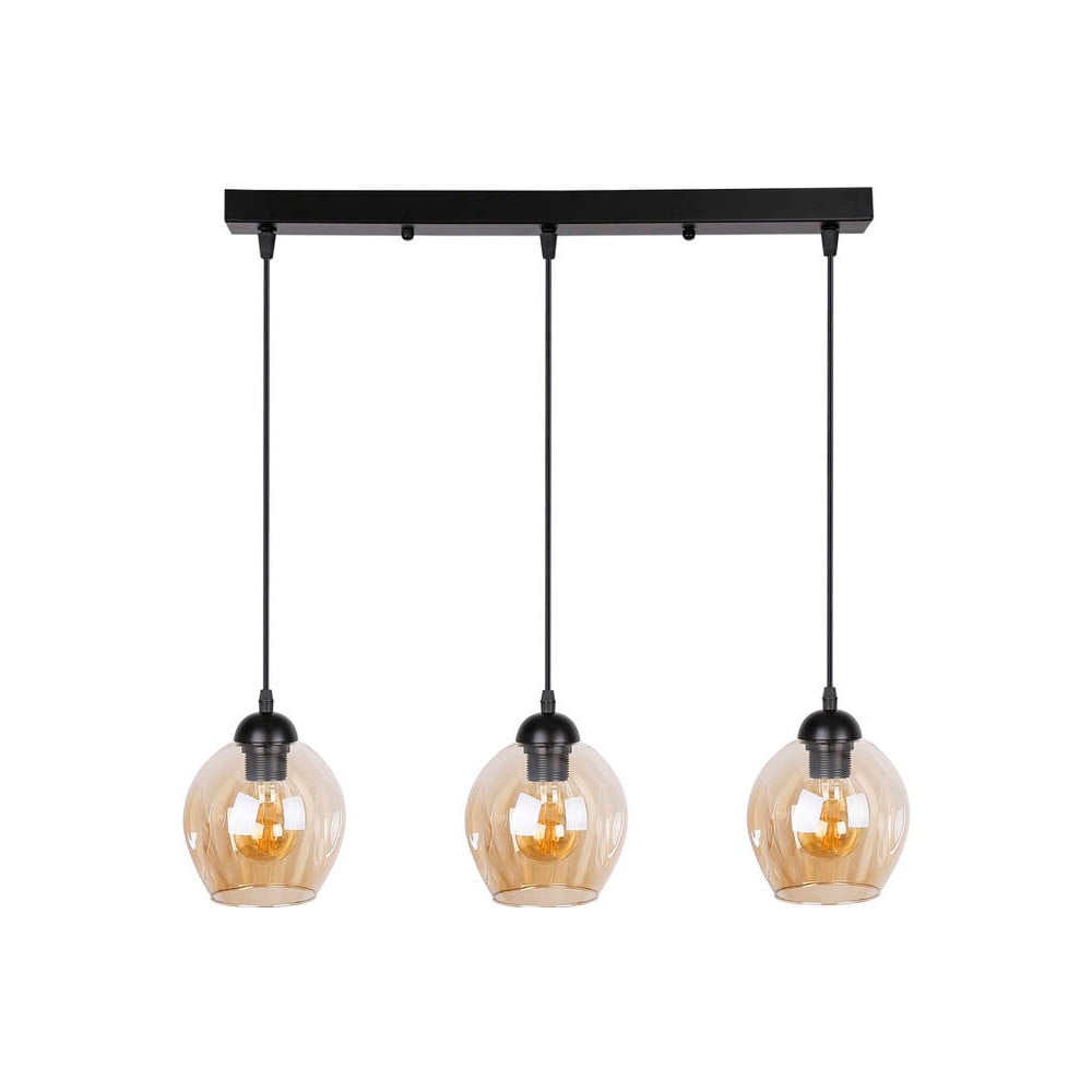 Lustră neagră cu abajur din sticlă 14x70 cm Aspa – Candellux Lighting Lustră neagră cu abajur din sticlă 14x70 cm Aspa – Candellux Lighting