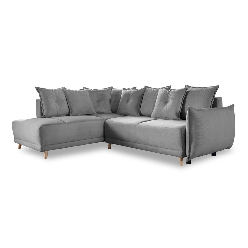 Colțar gri extensibil cu tapițerie din catifea reiată (colț stânga) Lazy Lukka – Miuform Colțar gri extensibil cu tapițerie din catifea reiată (colț stânga) Lazy Lukka – Miuform