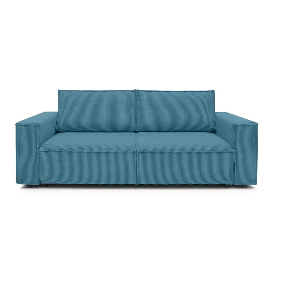 Canapea turcoaz extensibilă cu tapițerie din catifea reiată 245 cm Nihad – Bobochic Paris Canapea turcoaz extensibilă cu tapițerie din catifea reiată 245 cm Nihad – Bobochic Paris