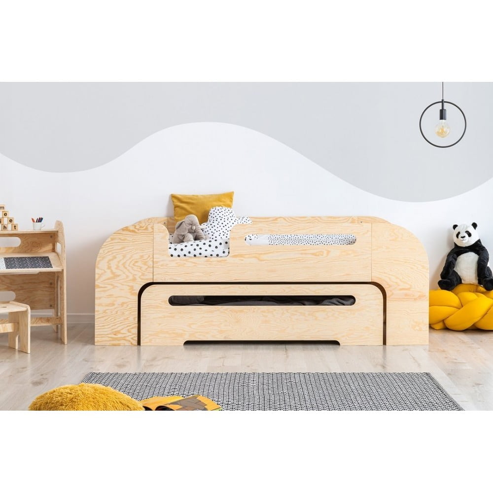 Pat pentru copii natural cu extensie suplimentară 90x200 cm AIKO – Adeko Pat pentru copii natural cu extensie suplimentară 90x200 cm AIKO – Adeko