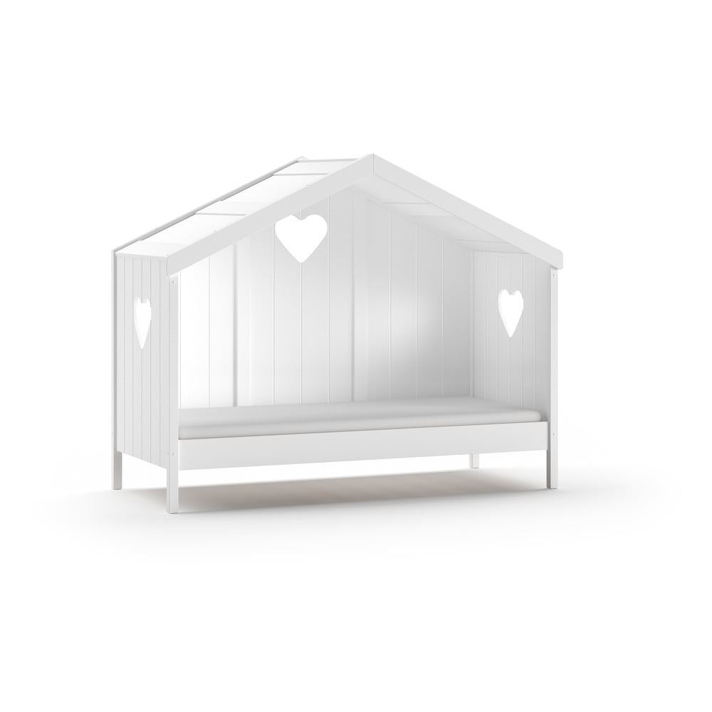 Pat pentru copii alb de tip casă din lemn masiv de pin 90x200 cm AMORI – Vipack Pat pentru copii alb de tip casă din lemn masiv de pin 90x200 cm AMORI – Vipack