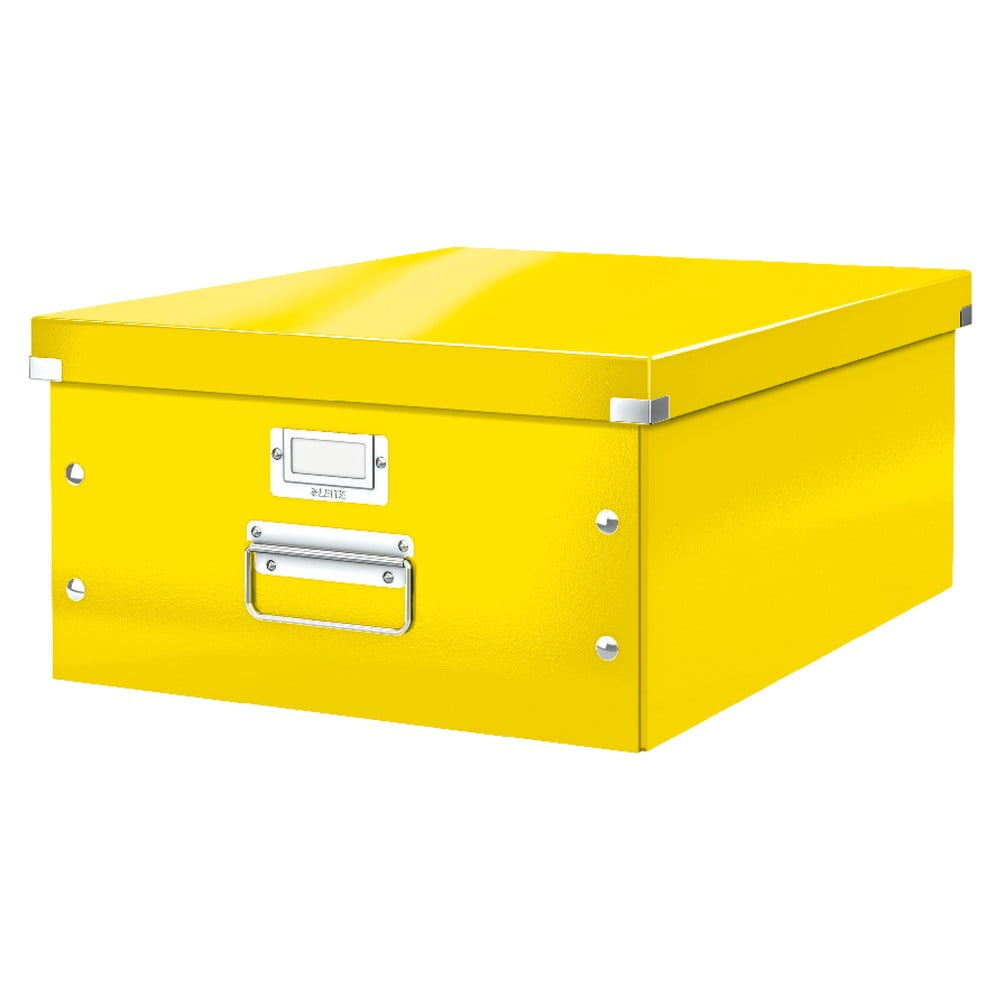 Cutie de depozitare galbenă din carton cu capac 37x48x20 cm Click&Store – Leitz Cutie de depozitare galbenă din carton cu capac 37x48x20 cm Click&Store – Leitz