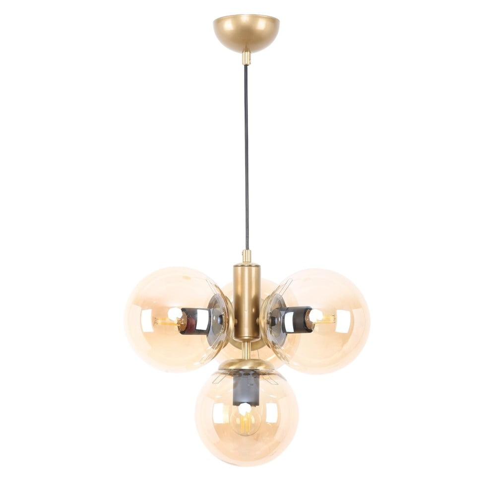 Lustră galben-auriu cu abajur din sticlă ø 15 cm Hector – Squid Lighting Lustră galben-auriu cu abajur din sticlă ø 15 cm Hector – Squid Lighting