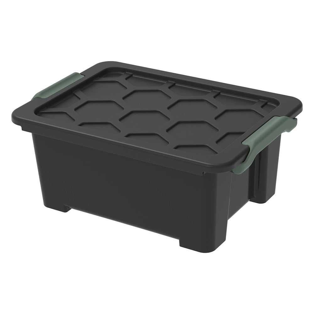 Cutie de depozitare negru lucios din plastic cu capac Evo Safe - Rotho Cutie de depozitare negru lucios din plastic cu capac Evo Safe - Rotho
