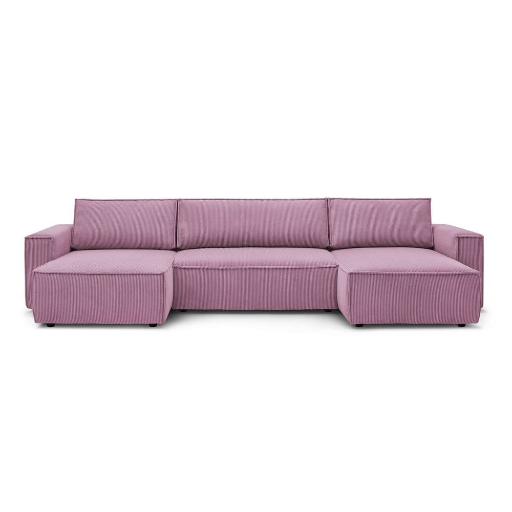 Colțar roz extensibil cu tapițerie din catifea reiată (în formă de "U") Nihad – Bobochic Paris Colțar roz extensibil cu tapițerie din catifea reiată (în formă de "U") Nihad – Bobochic Paris