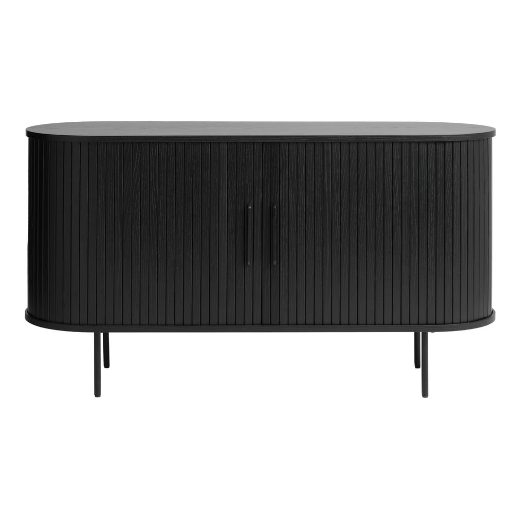 Comodă neagră joasă cu aspect de lemn de stejar 140x76 cm Nola – Unique Furniture Comodă neagră joasă cu aspect de lemn de stejar 140x76 cm Nola – Unique Furniture