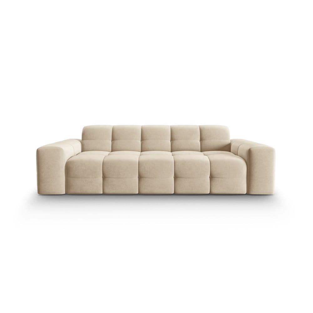 Canapea bej cu tapițerie din catifea 222 cm Kendal – Micadoni Home Canapea bej cu tapițerie din catifea 222 cm Kendal – Micadoni Home