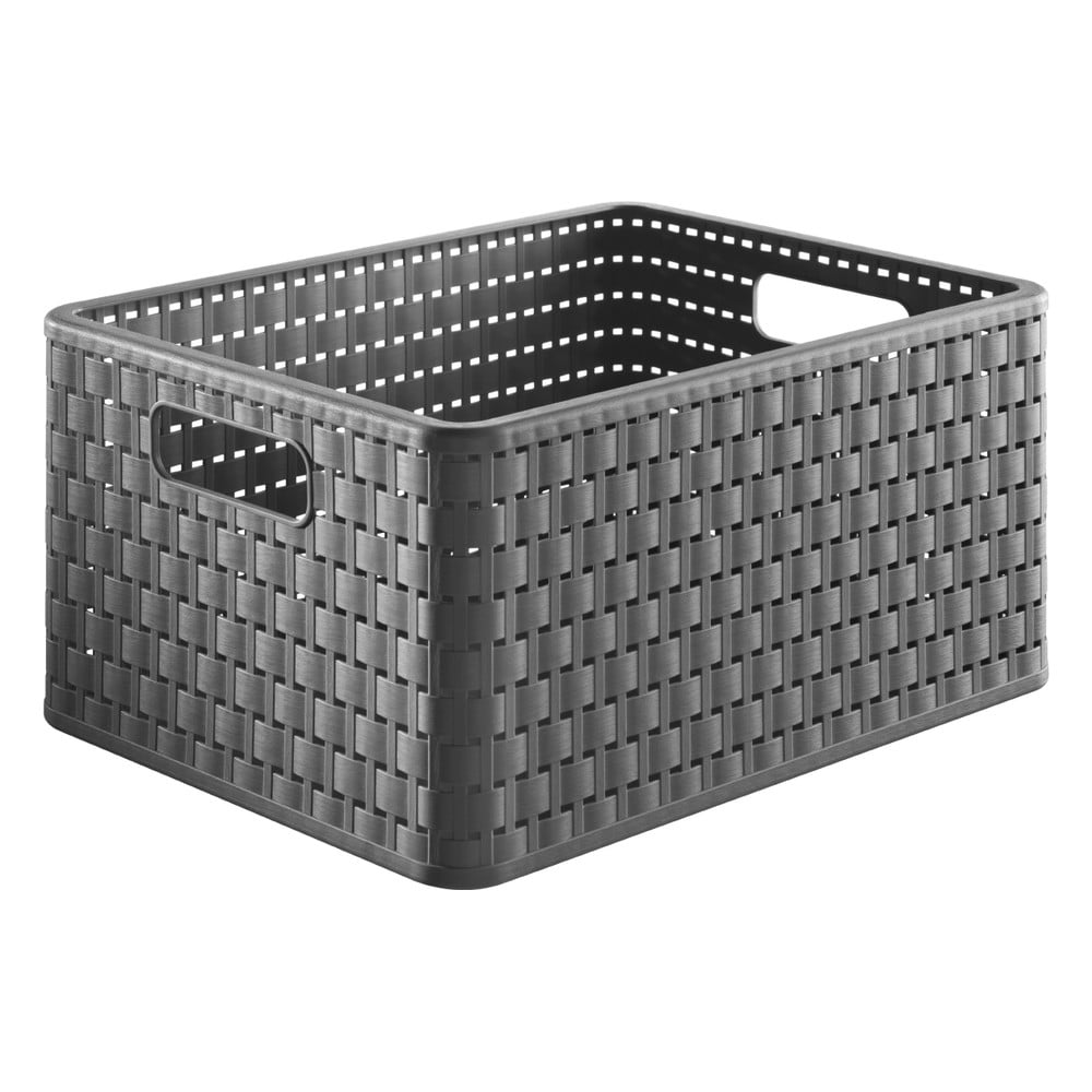 Coș de depozitare din plastic reciclat gri închis Country - Rotho Coș de depozitare din plastic reciclat gri închis Country - Rotho