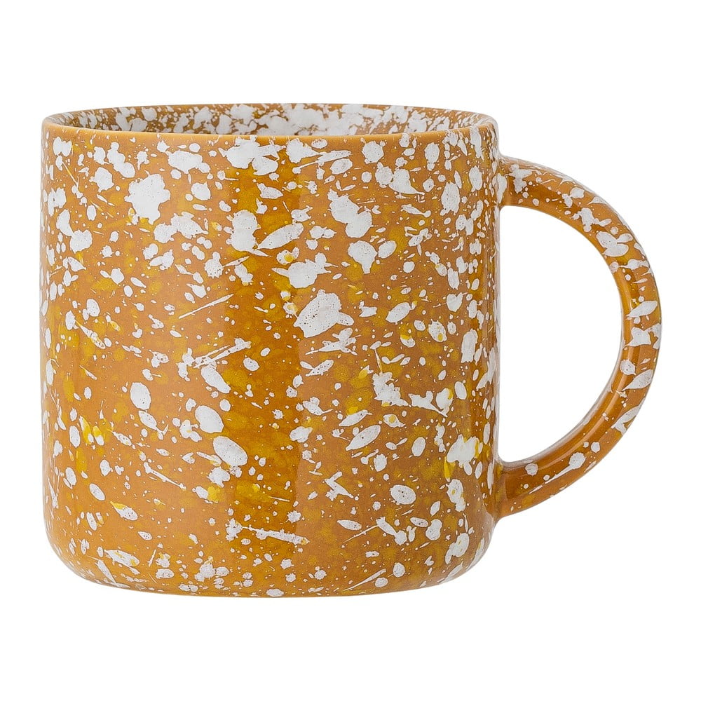 Cană din gresie ceramică Bloomingville Carmel, 350 ml, portocaliu-alb Cană din gresie ceramică Bloomingville Carmel, 350 ml, portocaliu-alb