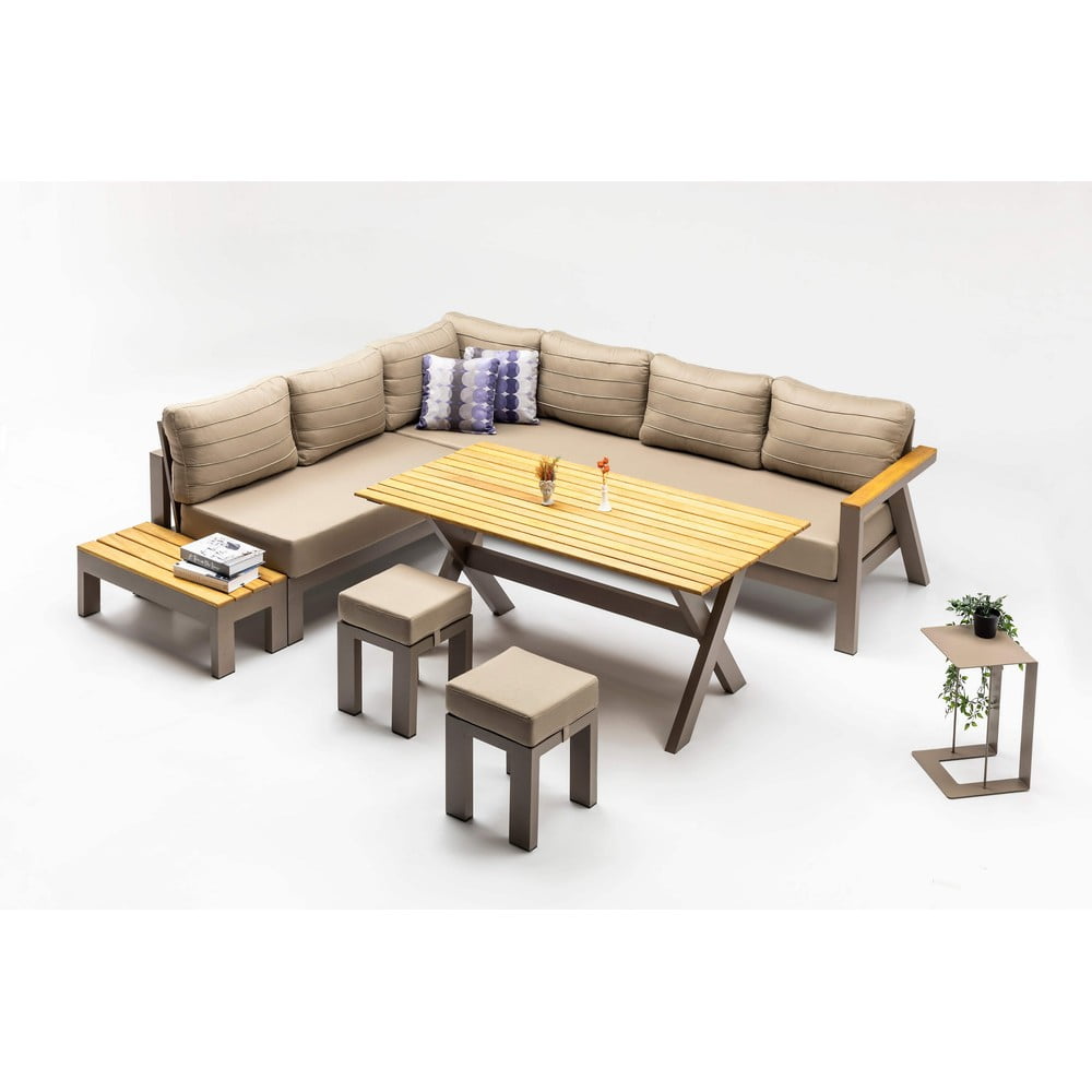 Set mobilier de grădină bej pentru șapte persoane Daisy – Floriane Garden Set mobilier de grădină bej pentru șapte persoane Daisy – Floriane Garden