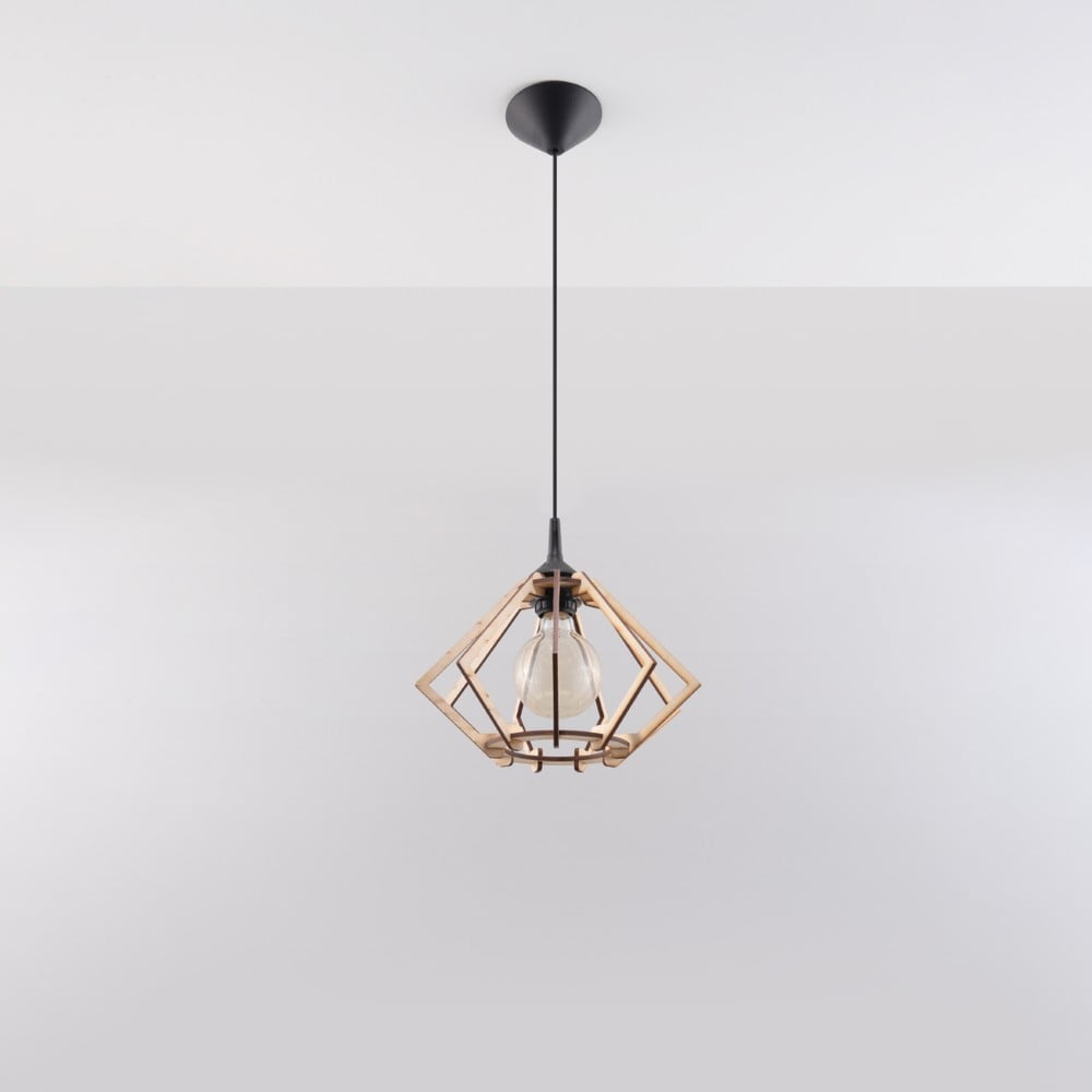 Lustră în culoare naturală cu abajur din lemn ø 27,5 cm Toranja – Nice Lamps Lustră în culoare naturală cu abajur din lemn ø 27,5 cm Toranja – Nice Lamps