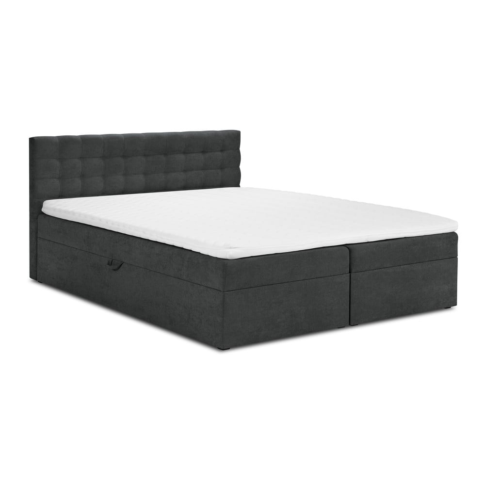Pat boxspring 200x200 cm gri închis cu spațiu de depozitare Jade – Mazzini Beds Pat boxspring 200x200 cm gri închis cu spațiu de depozitare Jade – Mazzini Beds