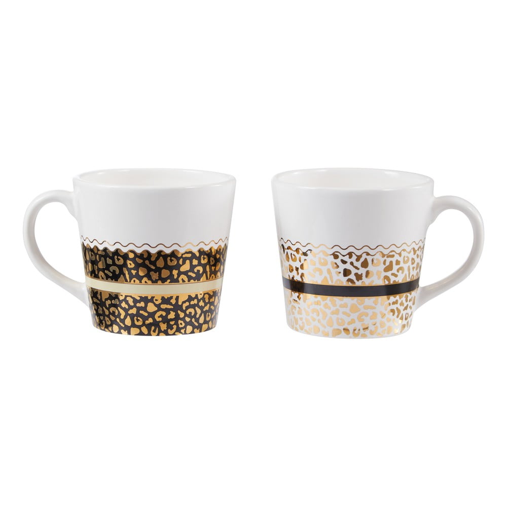 Căni alb-auriu 2 buc. din gresie 300 ml London – Premier Housewares Căni alb-auriu 2 buc. din gresie 300 ml London – Premier Housewares