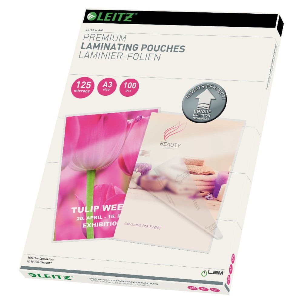 Set 100 folii pentru laminare Leitz Home Office, A3, 125 microni Set 100 folii pentru laminare Leitz Home Office, A3, 125 microni