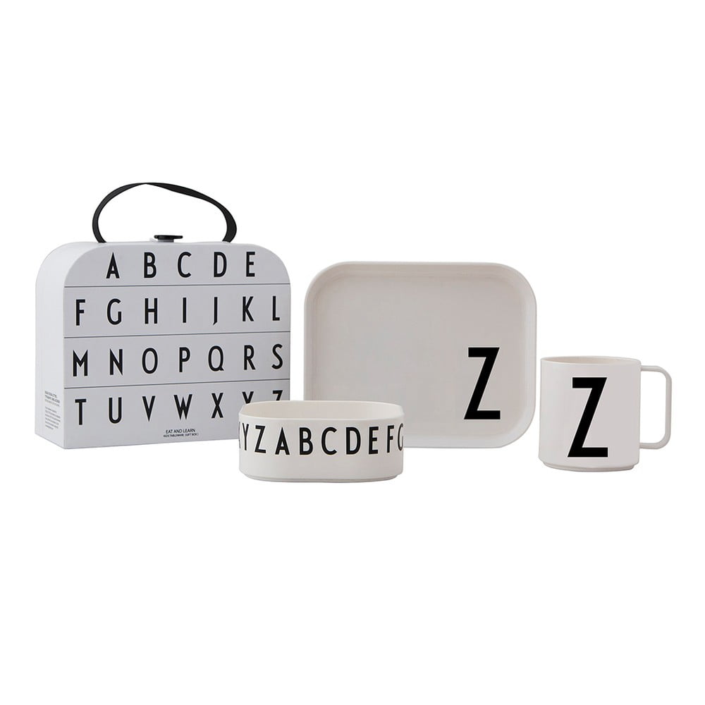 Set de luat masa pentru copii din 3 piese cu valiză Design Letters Classics Z Set de luat masa pentru copii din 3 piese cu valiză Design Letters Classics Z