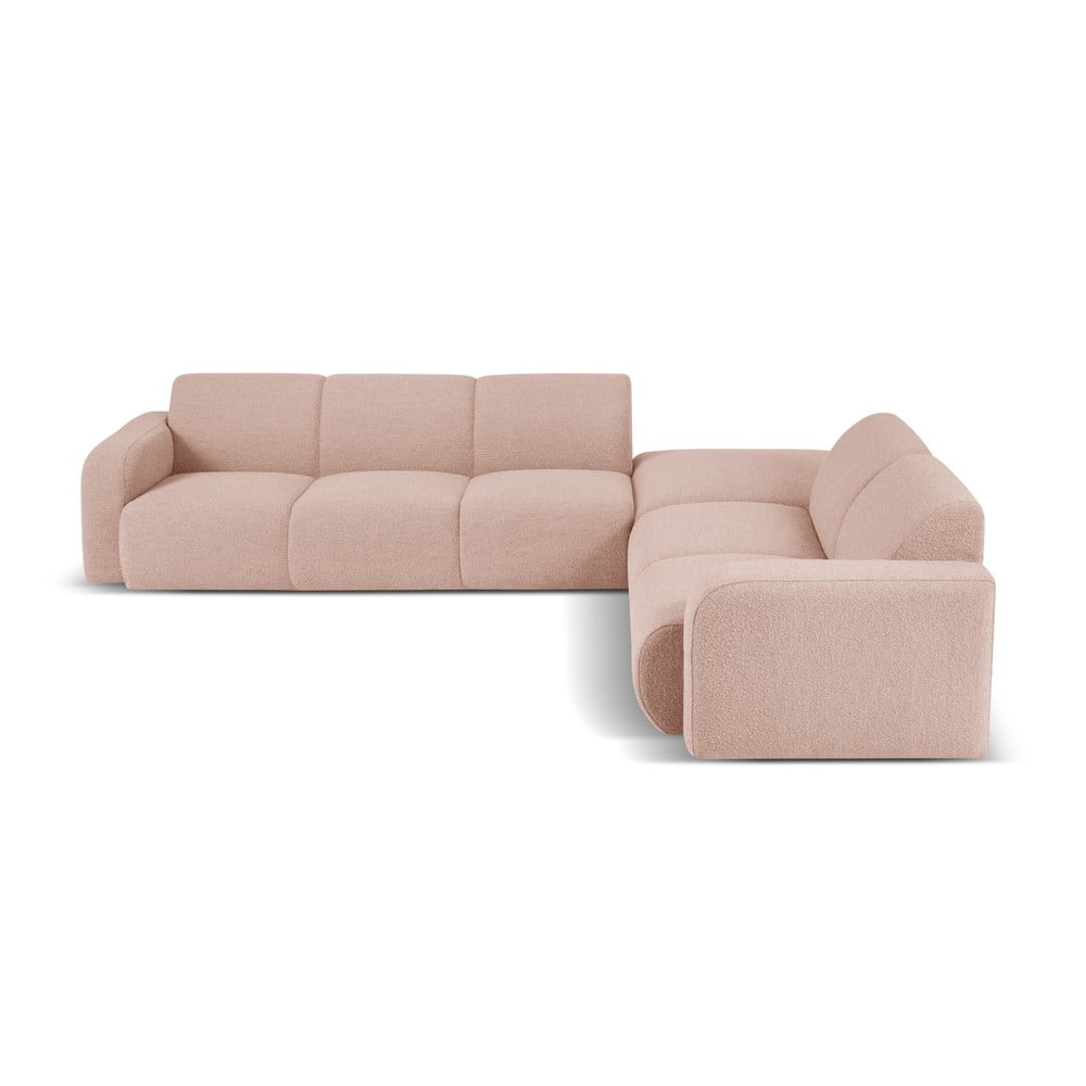 Colțar roz cu tapițerie din stofă bouclé (colț dreapta) Molino – Micadoni Home Colțar roz cu tapițerie din stofă bouclé (colț dreapta) Molino – Micadoni Home