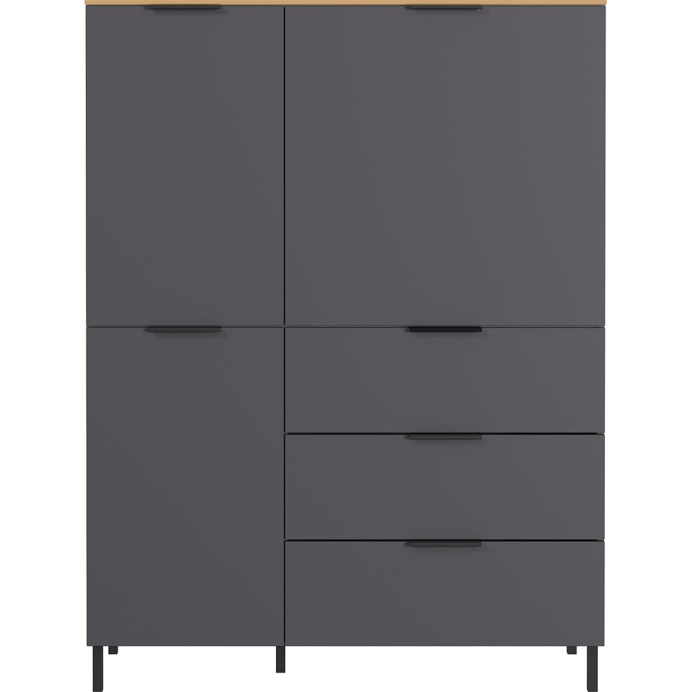 Comodă înaltă gri cu aspect de lemn de stejar 109x146 cm California - Germania Comodă înaltă gri cu aspect de lemn de stejar 109x146 cm California - Germania