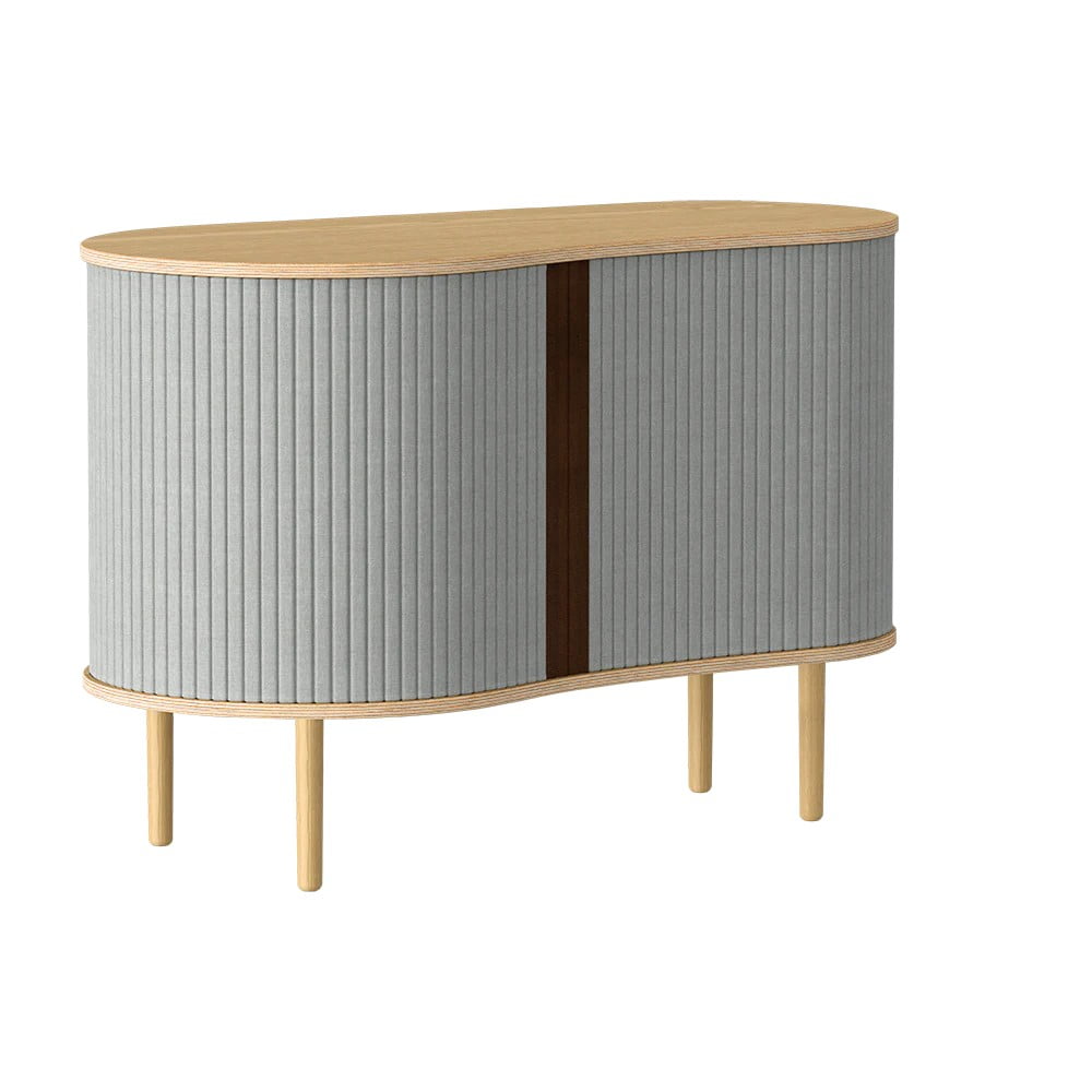 Comodă gri/în culoare naturală joasă cu aspect de lemn de stejar cu ușă glisantă 100x67 cm Audacious – UMAGE Comodă gri/în culoare naturală joasă cu aspect de lemn de stejar cu ușă glisantă 100x67 cm Audacious – UMAGE