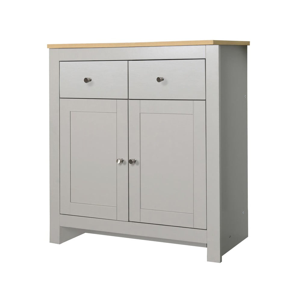 Comodă joasă gri, cu aspect de lemn de stejar 79x81 cm Emerald – Støraa Comodă joasă gri, cu aspect de lemn de stejar 79x81 cm Emerald – Støraa