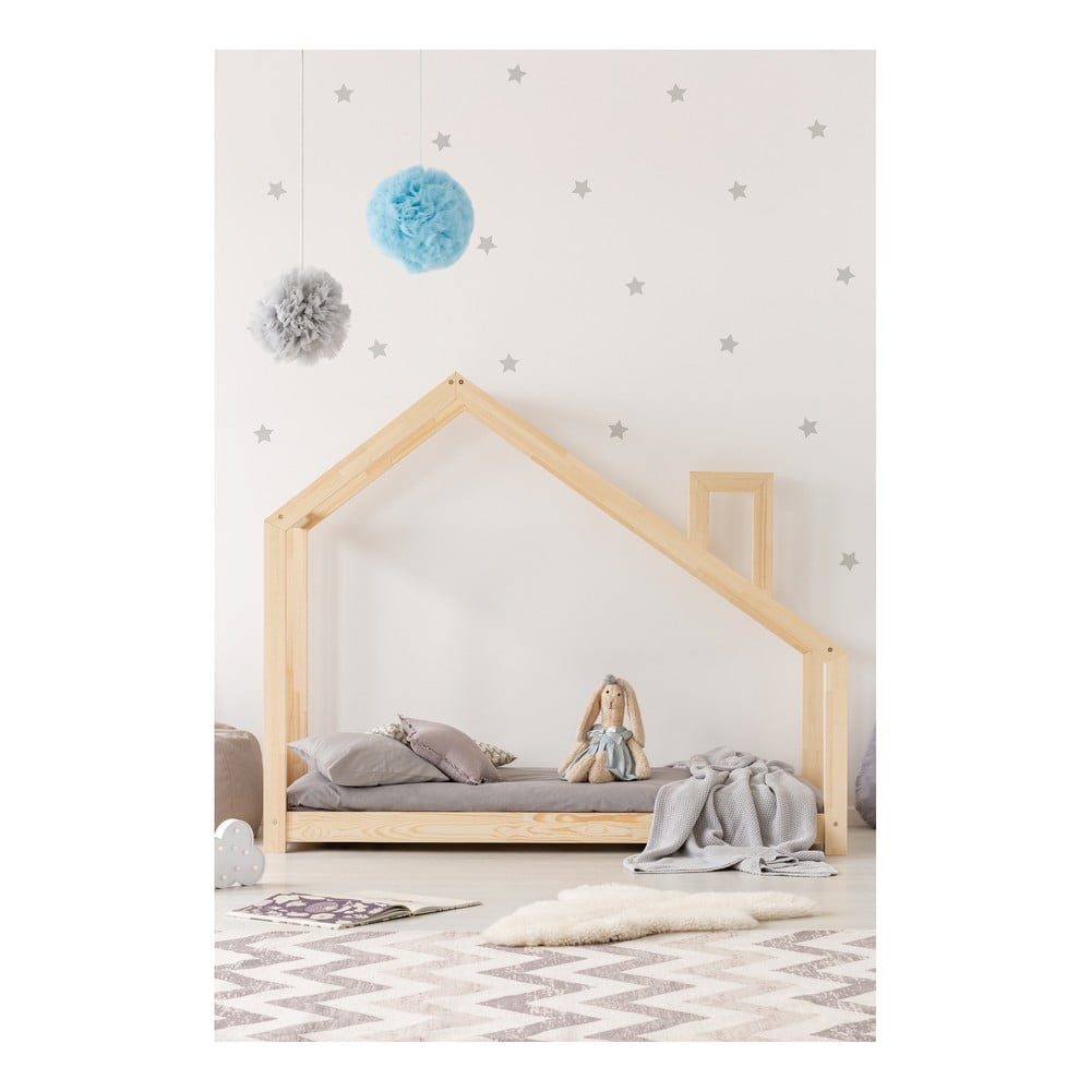 Cadru pat din lemn de pin, în formă de căsuță Adeko Mila DMS, 90 x 200 cm Cadru pat din lemn de pin, în formă de căsuță Adeko Mila DMS, 90 x 200 cm