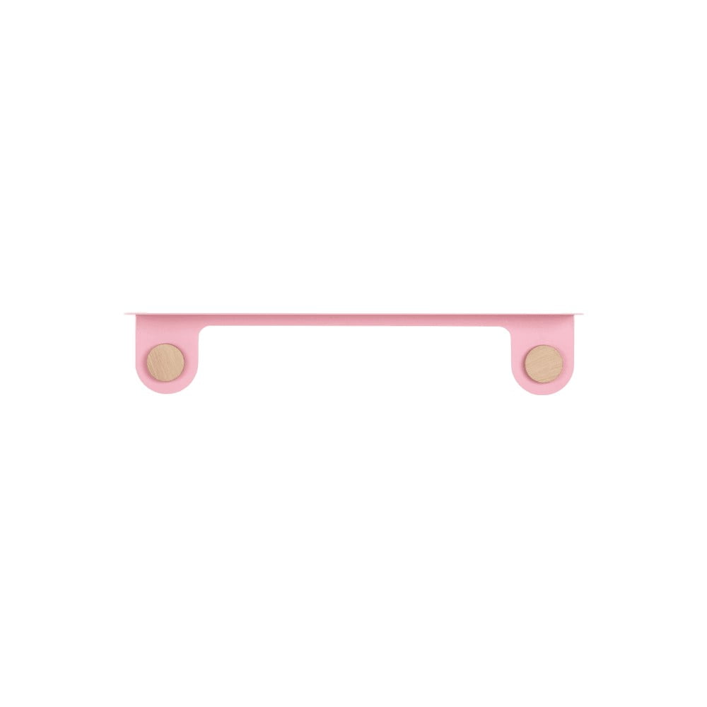 Raft de perete din oțel și detalii din lemn de stejar, cu 2 cârlige Gazzda Hook, lungime 70 cm, roz Raft de perete din oțel și detalii din lemn de stejar, cu 2 cârlige Gazzda Hook, lungime 70 cm, roz