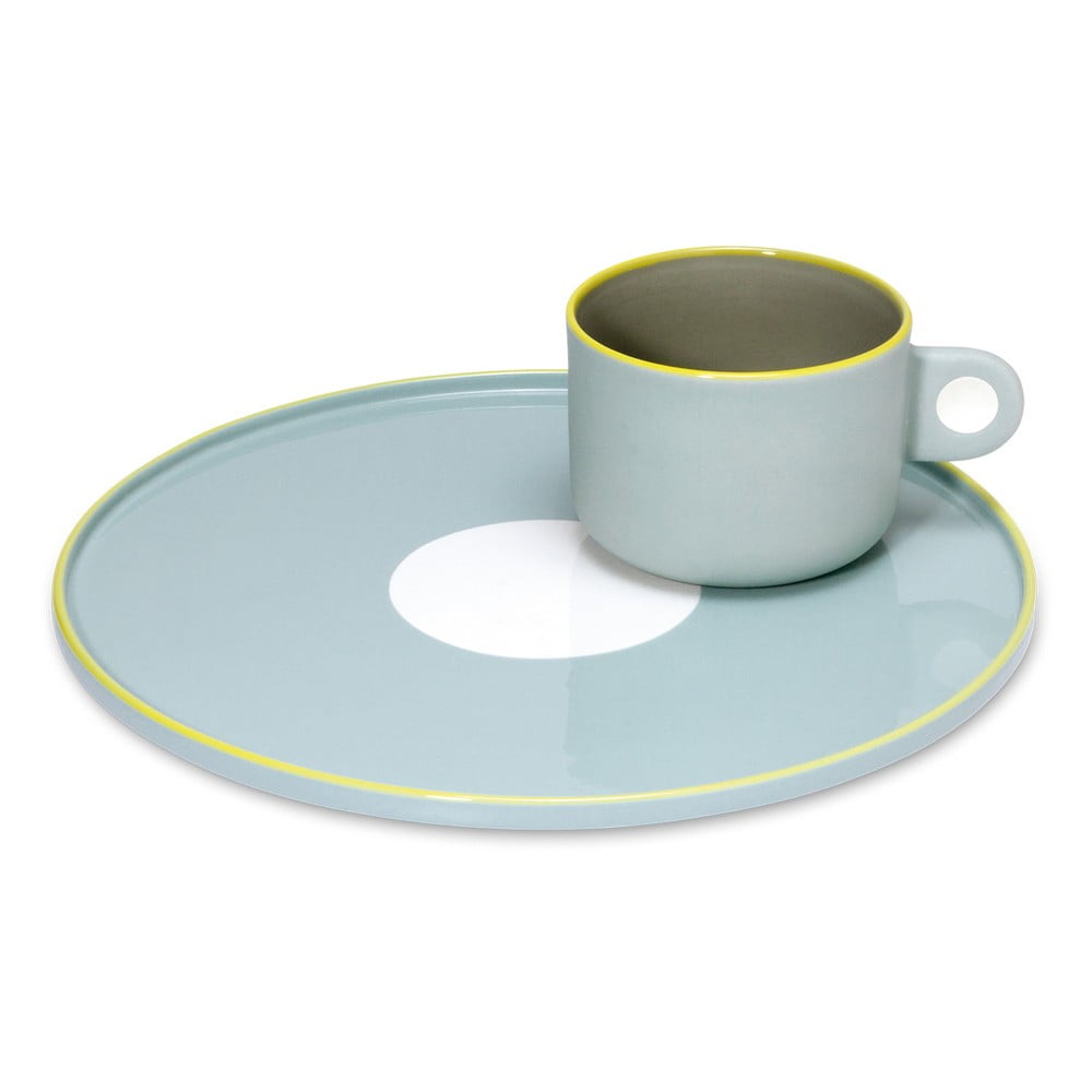 Set ceașcă cu farfurie din gresie Remember Greta, 250 ml, albastru Set ceașcă cu farfurie din gresie Remember Greta, 250 ml, albastru