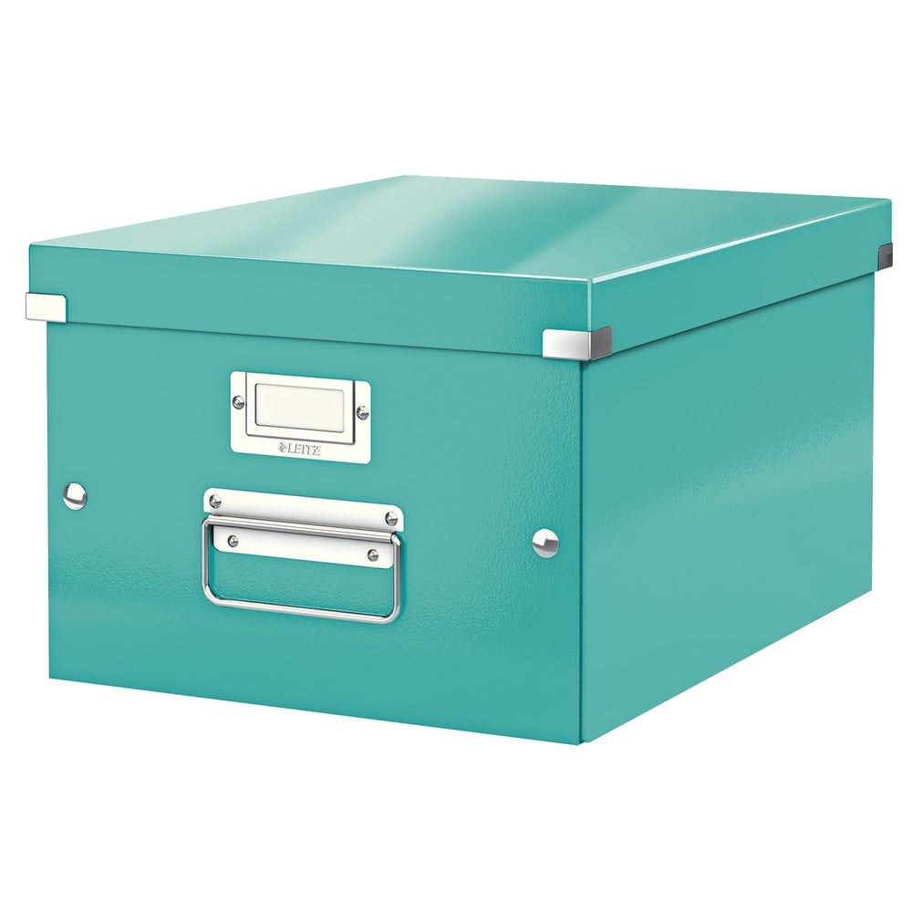 Cutie de depozitare verde/turcoaz din carton cu capac 28x37x20 cm Click&Store – Leitz Cutie de depozitare verde/turcoaz din carton cu capac 28x37x20 cm Click&Store – Leitz