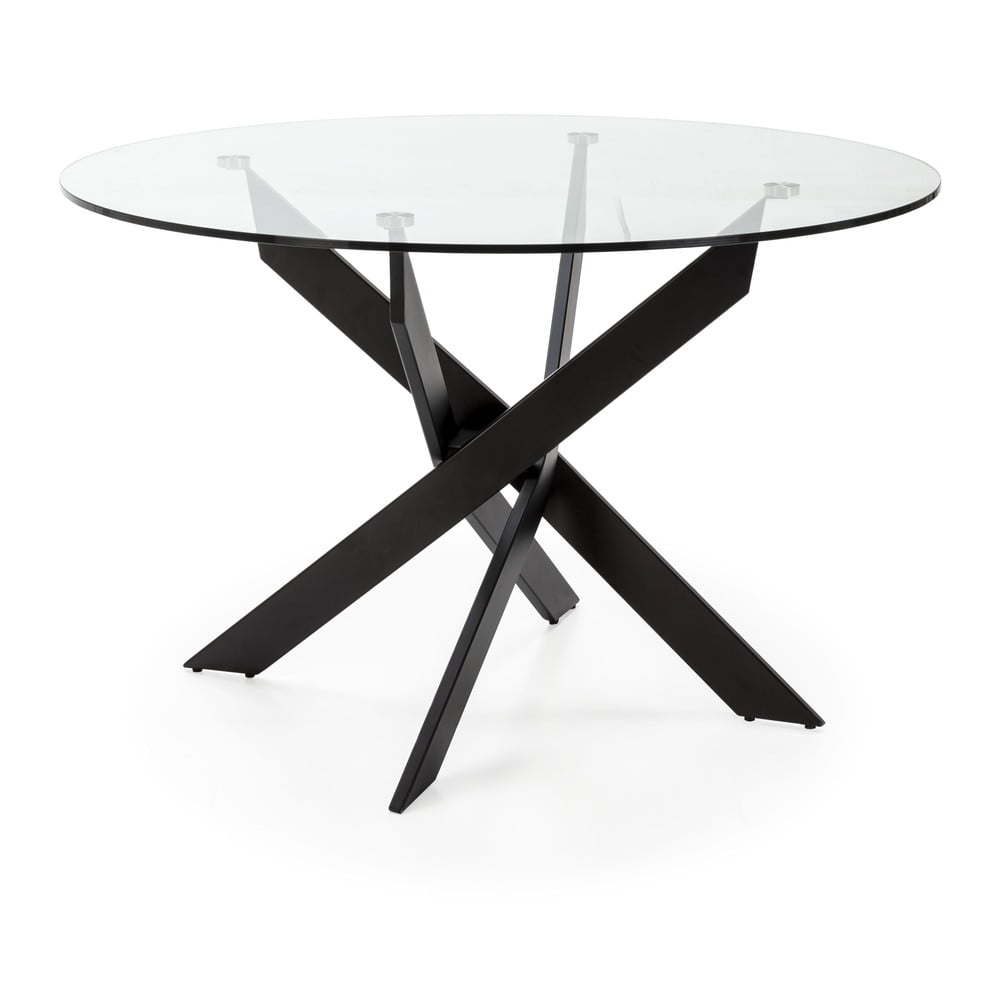 Masă de dining rotundă cu blat din sticlă 120x120 cm Ruth – Marckeric Masă de dining rotundă cu blat din sticlă 120x120 cm Ruth – Marckeric