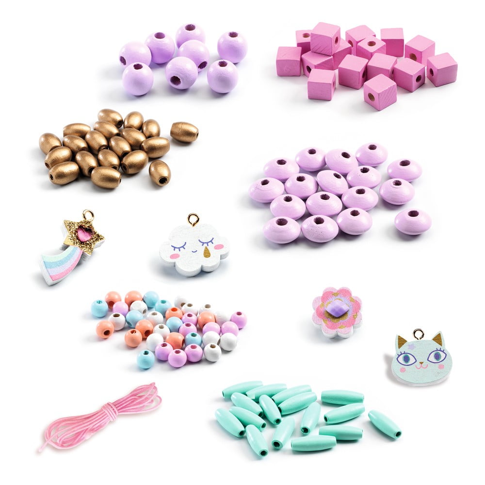 Set DIY 400 mărgele din lemn pentru creare bijuterii Djeco Rainbow Set DIY 400 mărgele din lemn pentru creare bijuterii Djeco Rainbow