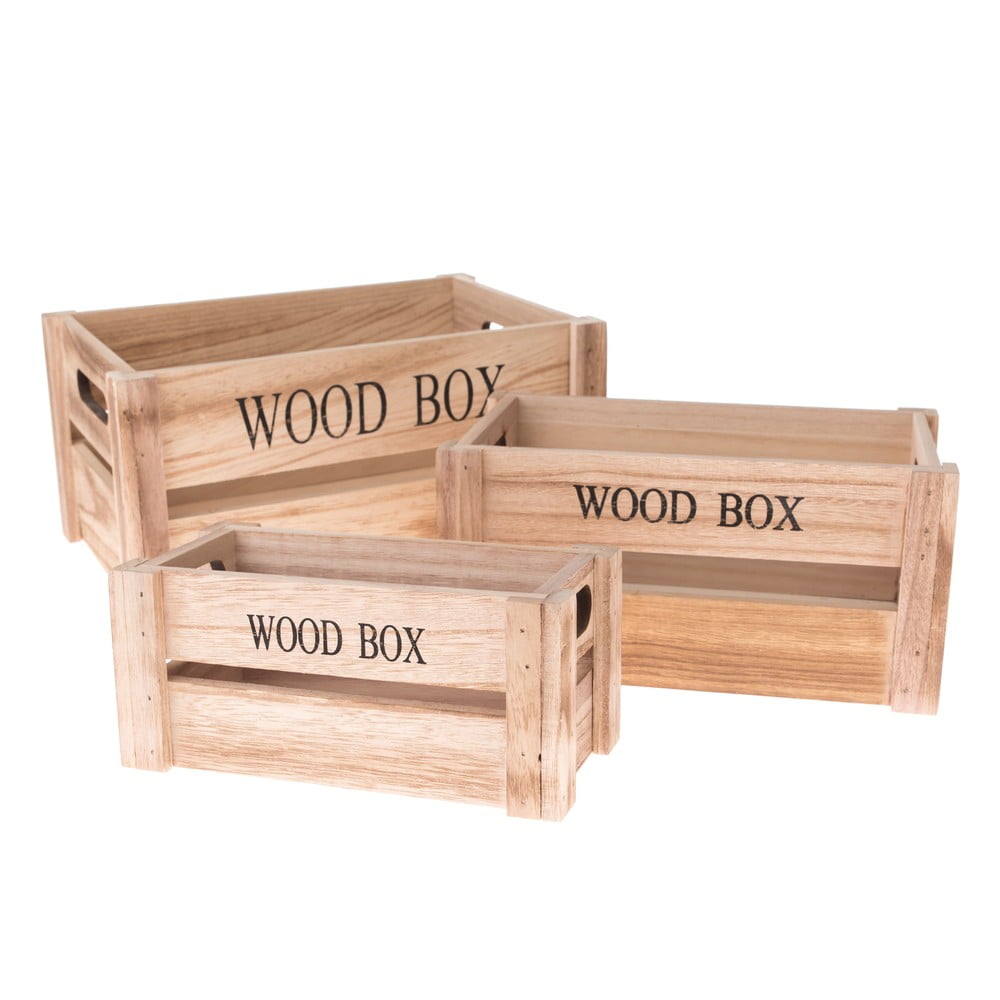 Cutii de depozitare decorative din lemn în set de 3 buc. - Dakls Cutii de depozitare decorative din lemn în set de 3 buc. - Dakls