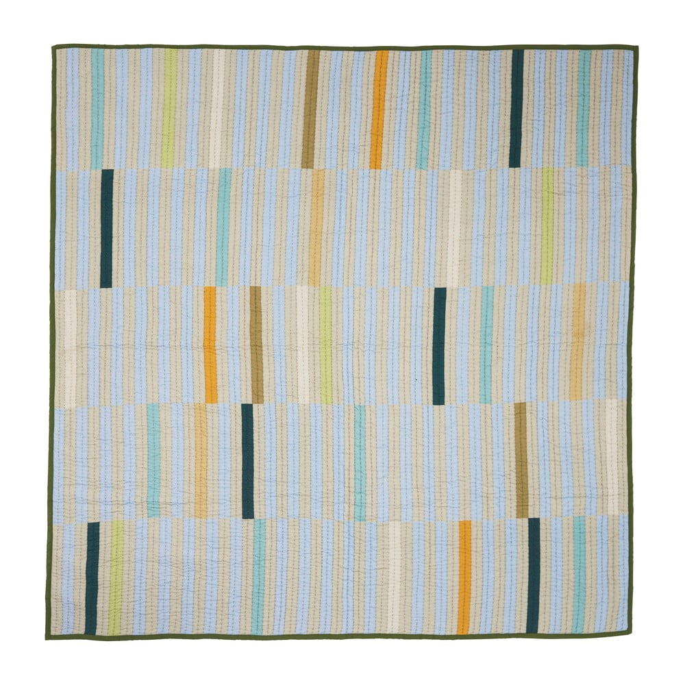 Cuvertură de pat din bumbac verde pentru pat dublu 260x260 cm Twist - Hübsch Cuvertură de pat din bumbac verde pentru pat dublu 260x260 cm Twist - Hübsch