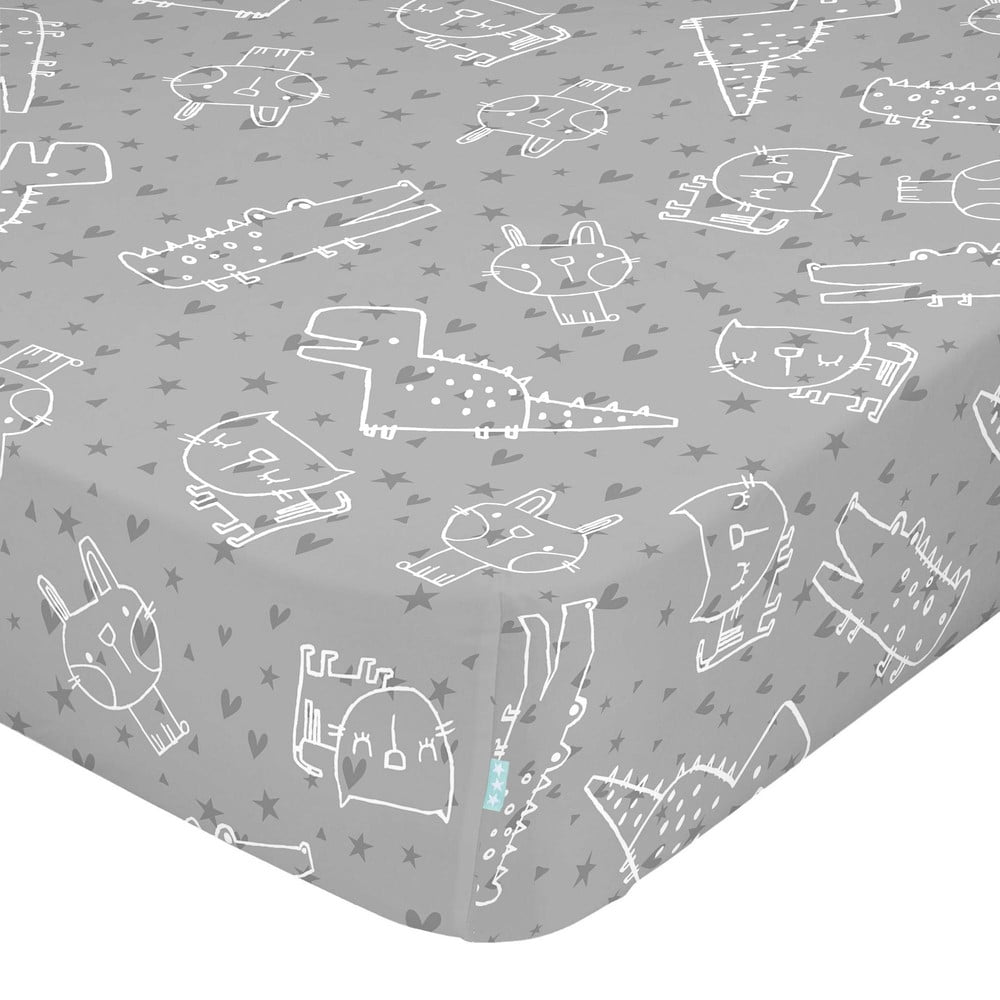 Cearceaf din bumbac pentru copii Moshi Moshi Best Buddies, 90 x 200 cm Cearceaf din bumbac pentru copii Moshi Moshi Best Buddies, 90 x 200 cm