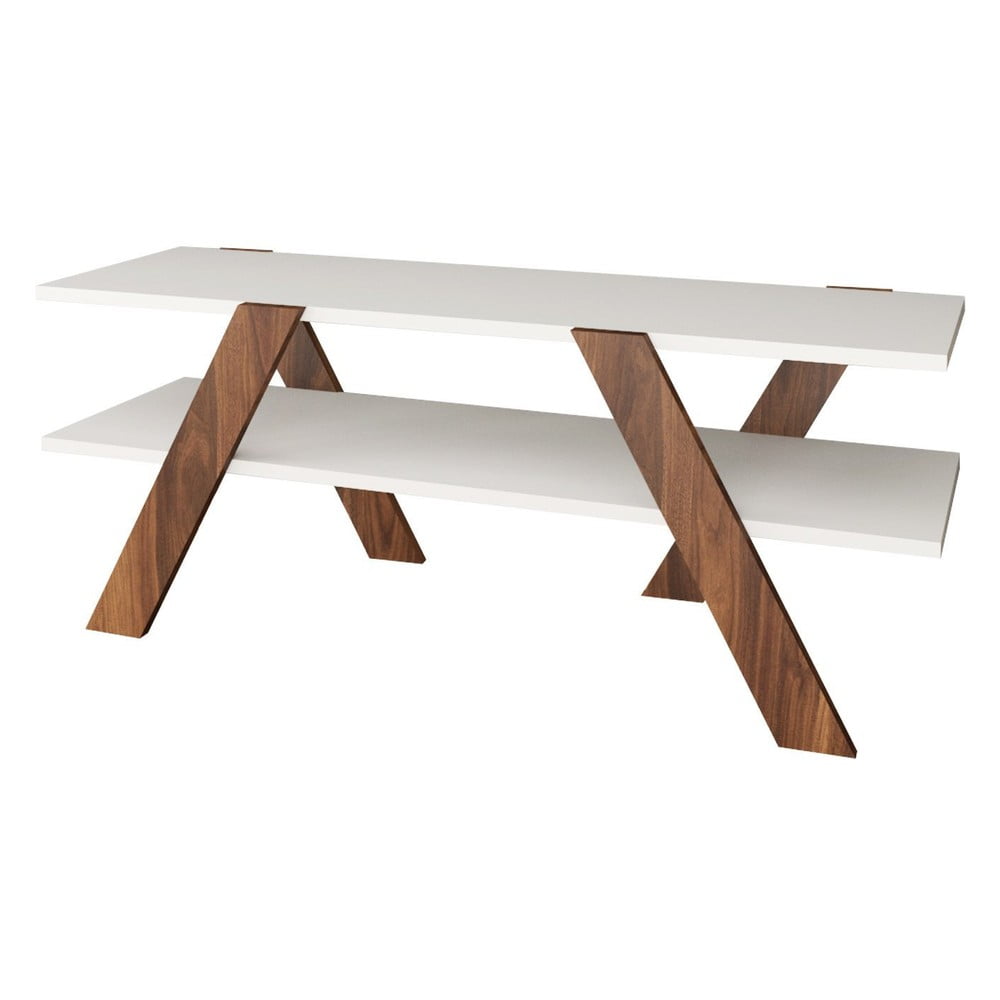 Comodă TV albă/cu aspect de lemn de nuc 120x33 cm Basic – Kalune Design Comodă TV albă/cu aspect de lemn de nuc 120x33 cm Basic – Kalune Design