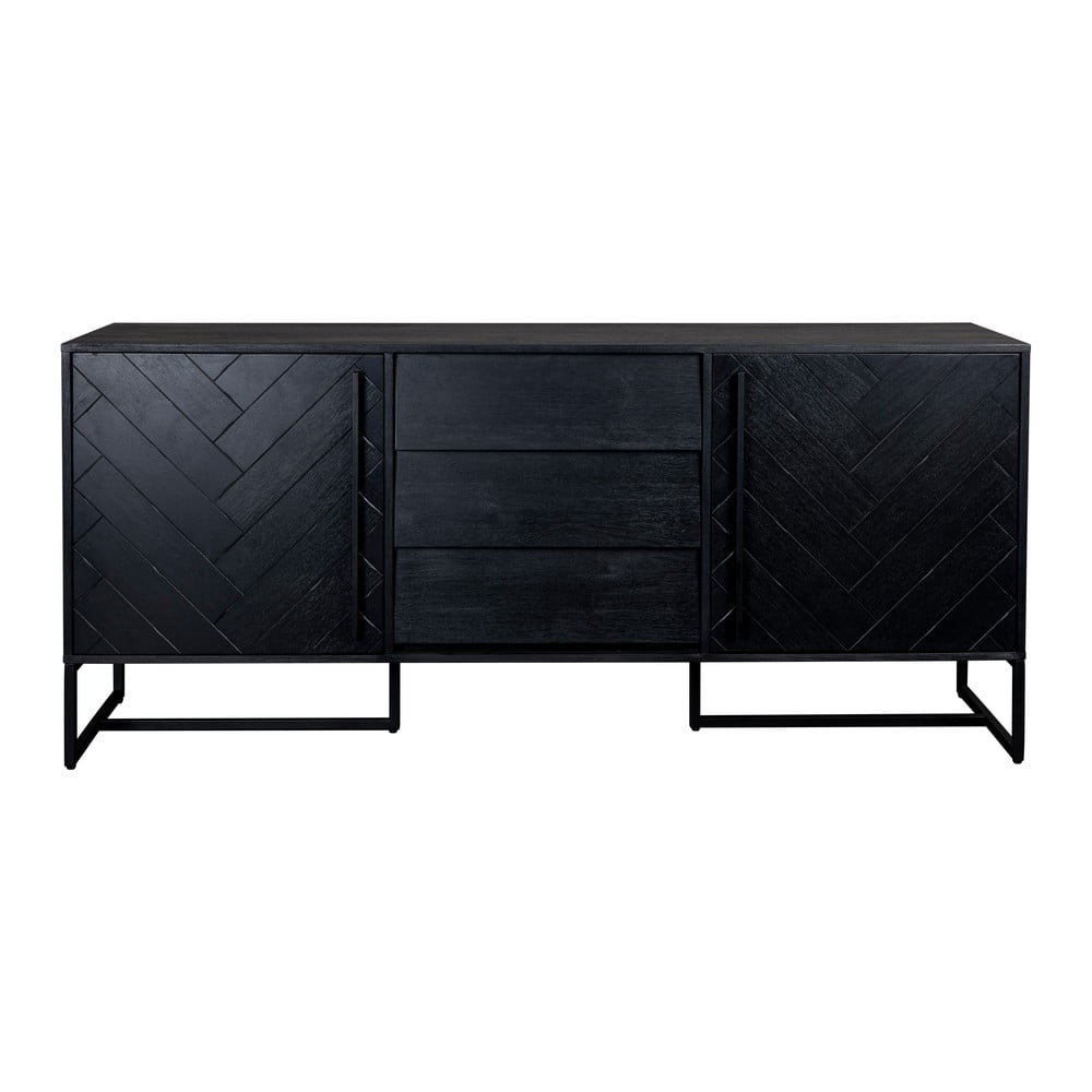 Comodă cu aspect de lemn exotic neagră joasă 180x80 cm Class - Dutchbone Comodă cu aspect de lemn exotic neagră joasă 180x80 cm Class - Dutchbone