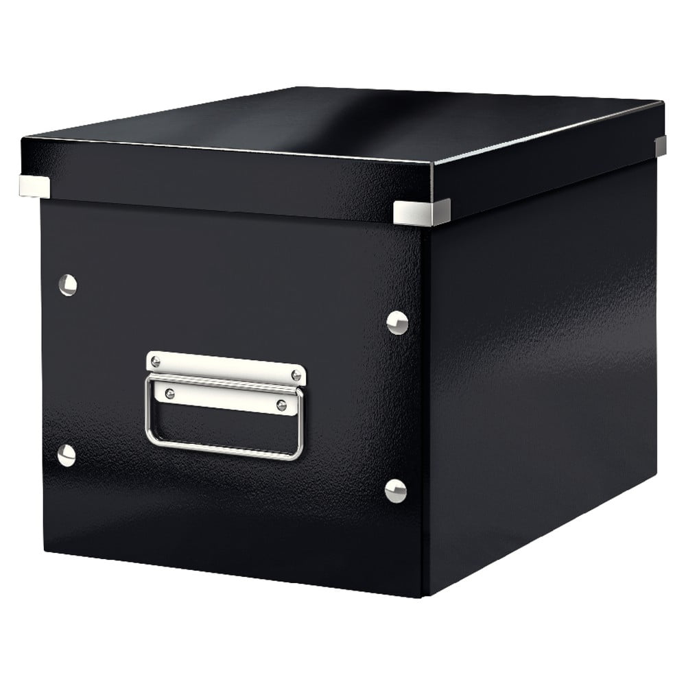 Cutie de depozitare neagră din carton cu capac 26x26x24 cm Click&Store – Leitz Cutie de depozitare neagră din carton cu capac 26x26x24 cm Click&Store – Leitz