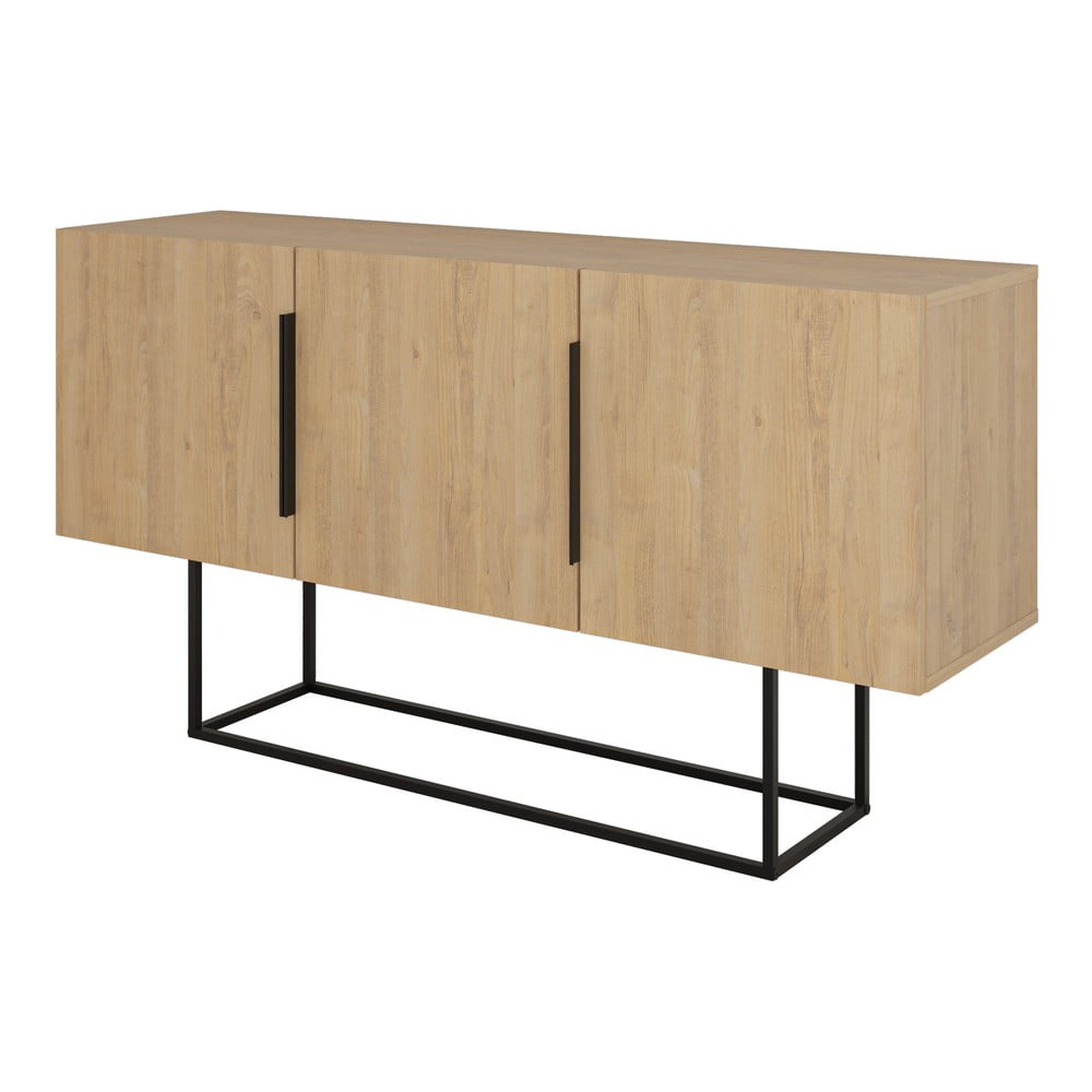 Comodă în culoare naturală joasă cu aspect de lemn de stejar 150x80 cm Titan – Marckeric Comodă în culoare naturală joasă cu aspect de lemn de stejar 150x80 cm Titan – Marckeric
