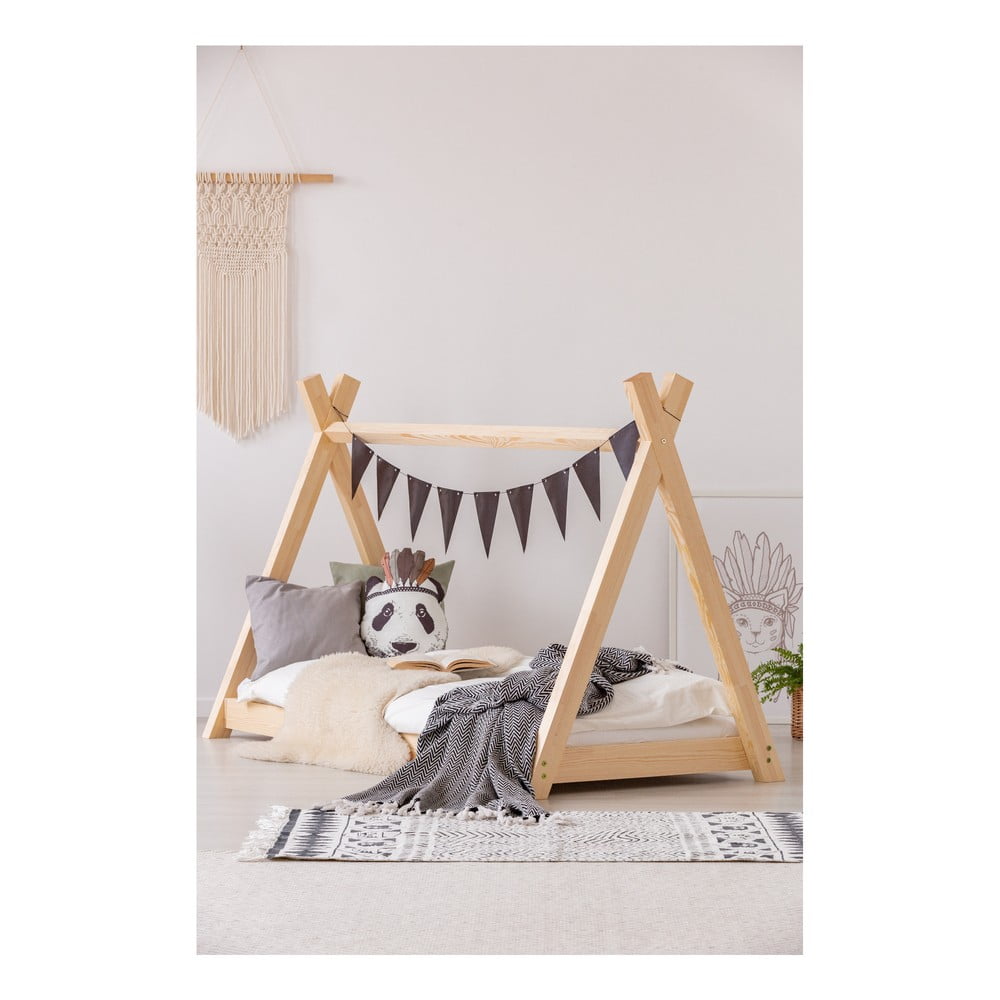 Cadru pat din lemn de pin, în formă de căsuță Adeko Mila TP, 90 x 160 cm Cadru pat din lemn de pin, în formă de căsuță Adeko Mila TP, 90 x 160 cm