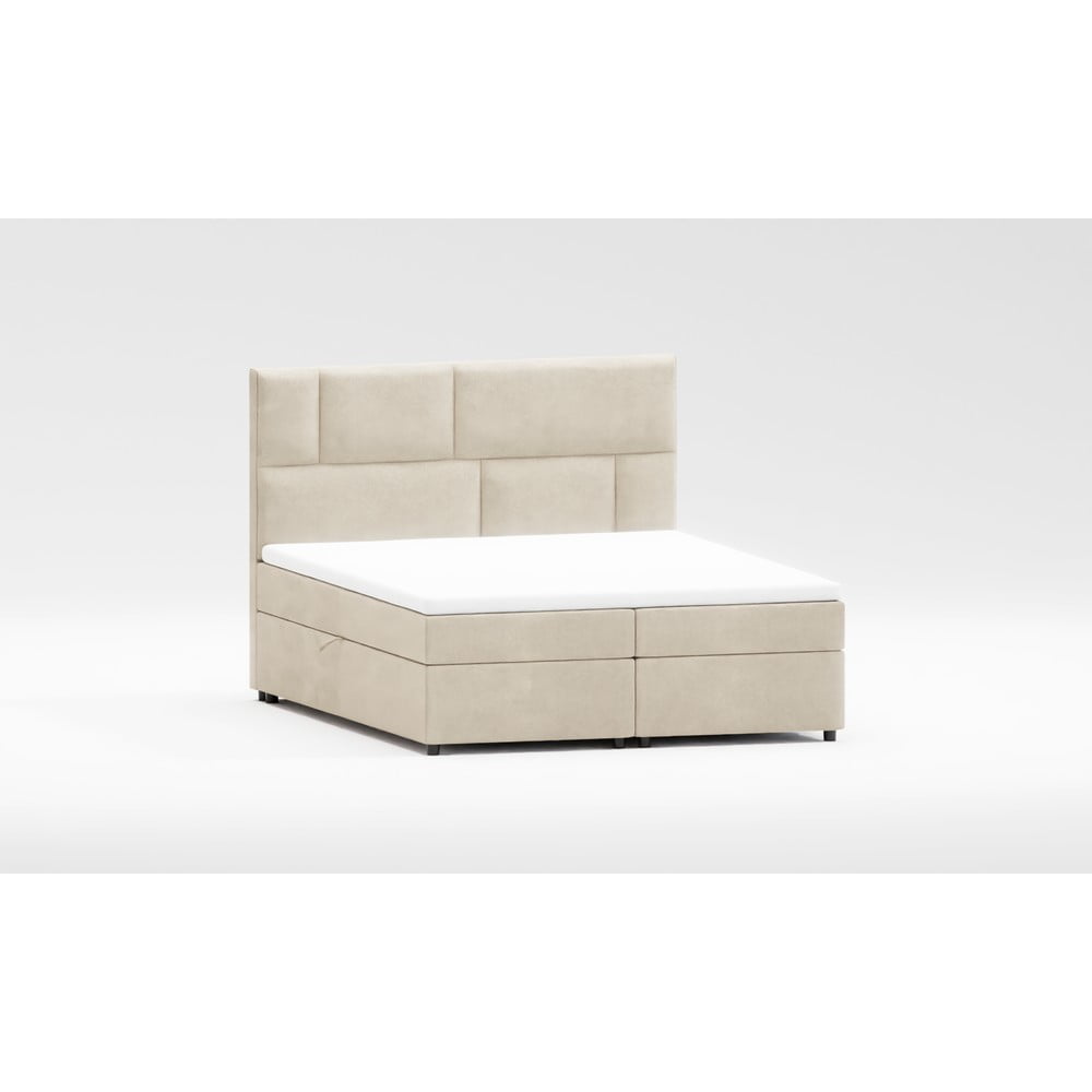 Pat boxspring bej cu spațiu de depozitare 160x200 cm Lola – Ropez Pat boxspring bej cu spațiu de depozitare 160x200 cm Lola – Ropez