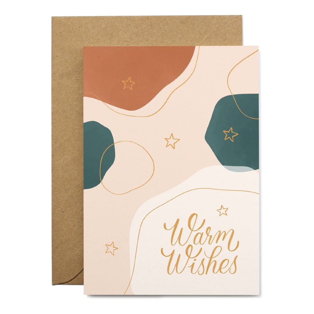 Felicitare cu plic din hârtie reciclată pentru Crăciun Printintin Warm Wishes, format A6 Felicitare cu plic din hârtie reciclată pentru Crăciun Printintin Warm Wishes, format A6