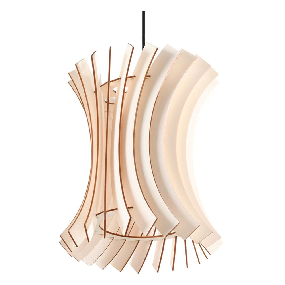 Lustră în culoare naturală cu abajur din lemn ø 30 cm Menges – Nice Lamps Lustră în culoare naturală cu abajur din lemn ø 30 cm Menges – Nice Lamps