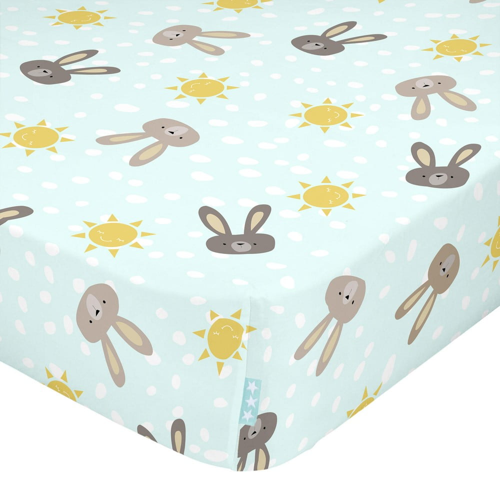 Cearceaf din bumbac pentru copii Moshi Moshi Rabbit Family, 70 x 140 cm Cearceaf din bumbac pentru copii Moshi Moshi Rabbit Family, 70 x 140 cm