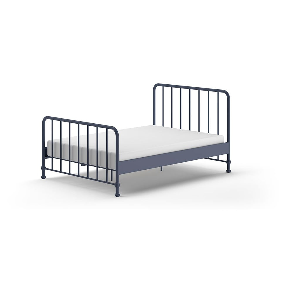 Pat single albastru din metal cu somieră 140x200 cm BRONXX – Vipack Pat single albastru din metal cu somieră 140x200 cm BRONXX – Vipack