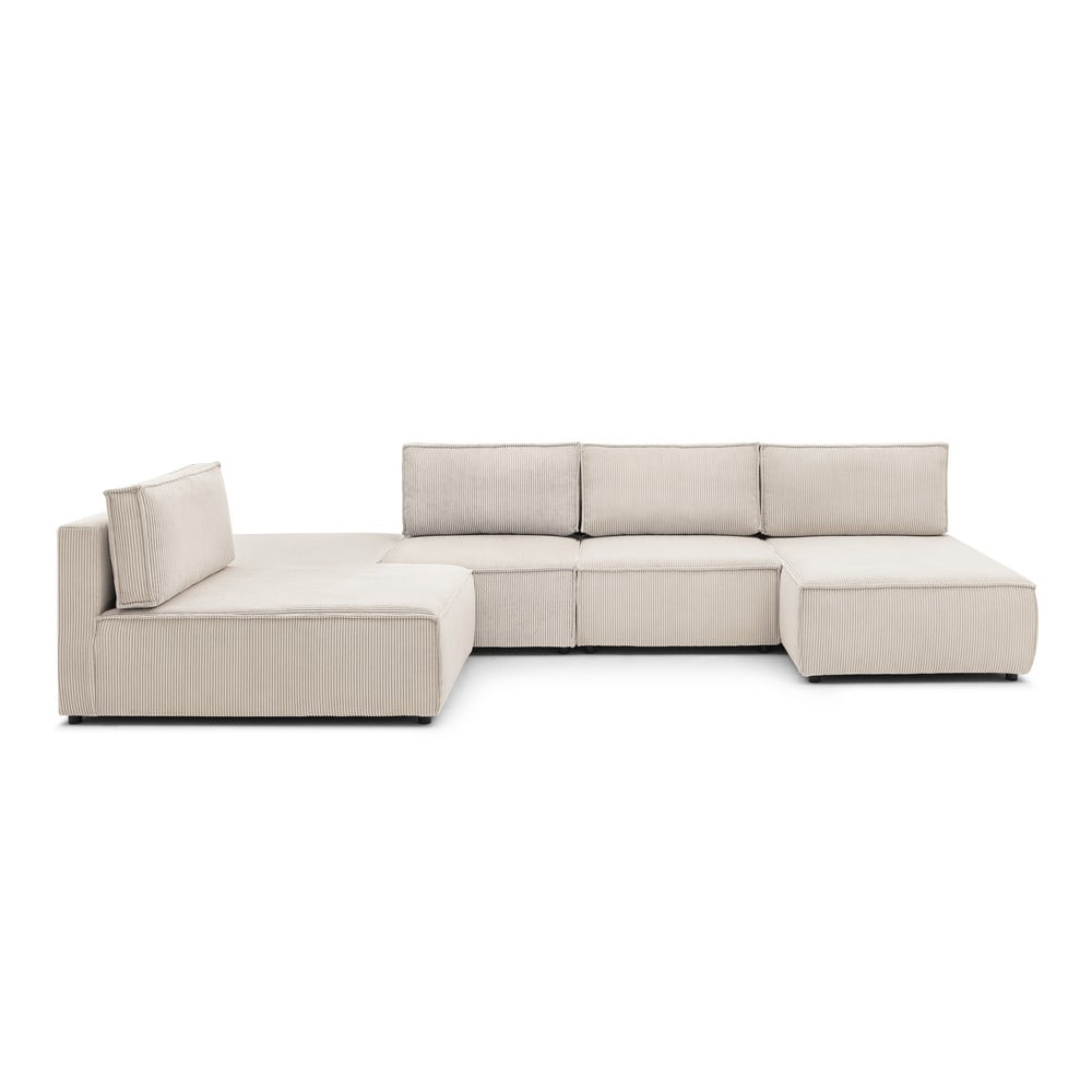 Colțar crem cu tapițerie din catifea reiată (cu colț variabil) Nihad modular – Bobochic Paris Colțar crem cu tapițerie din catifea reiată (cu colț variabil) Nihad modular – Bobochic Paris