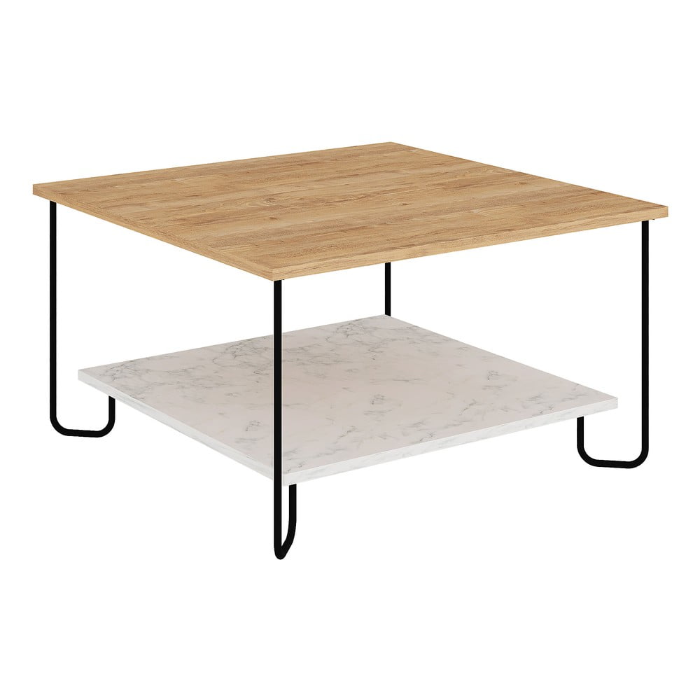 Măsuță de cafea albă/în culoare naturală cu blat cu aspect de lemn de stejar 80x80 cm Tonka – Marckeric Măsuță de cafea albă/în culoare naturală cu blat cu aspect de lemn de stejar 80x80 cm Tonka – Marckeric