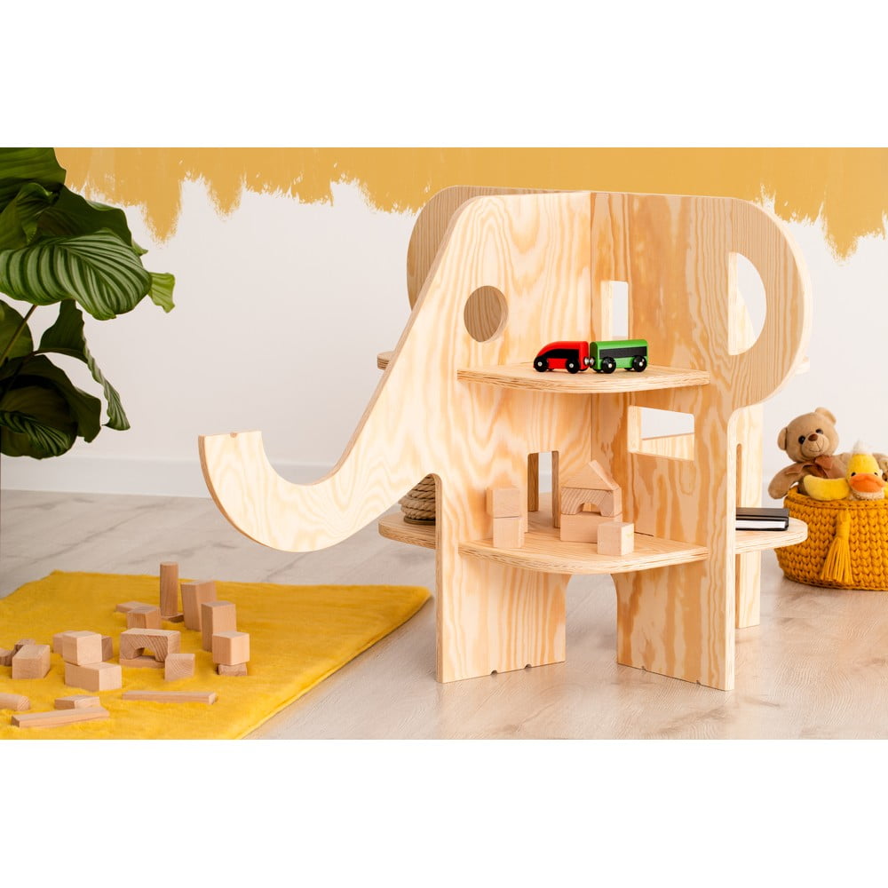 Bibliotecă pentru copii în decor de pin în culoare naturală 90x60 cm Elephant - Adeko Bibliotecă pentru copii în decor de pin în culoare naturală 90x60 cm Elephant - Adeko